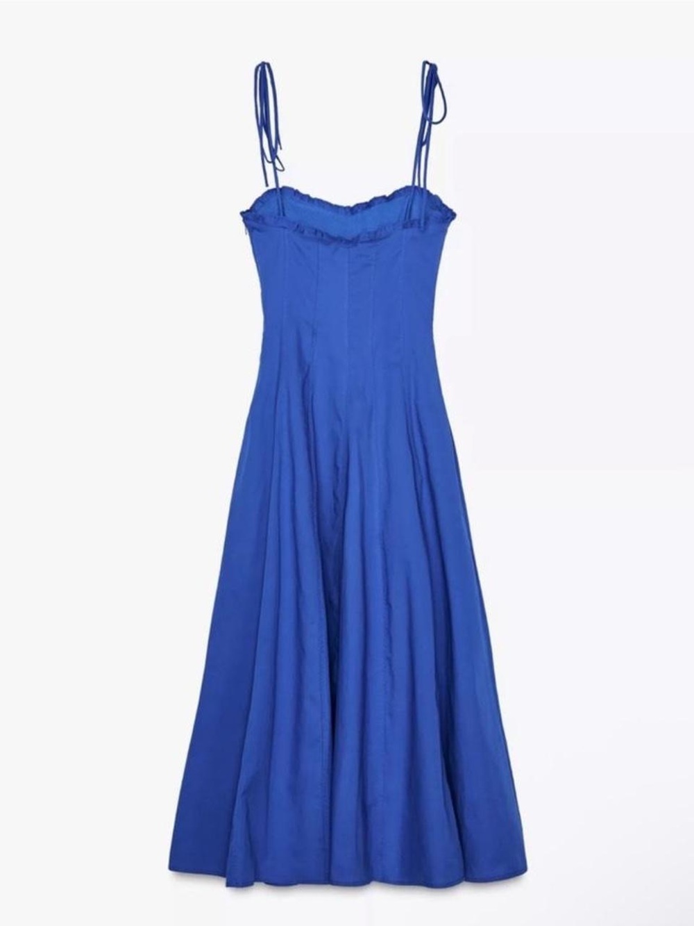 Zara Poplin Tie Midi Dress NWT - Picture 2 of 4
